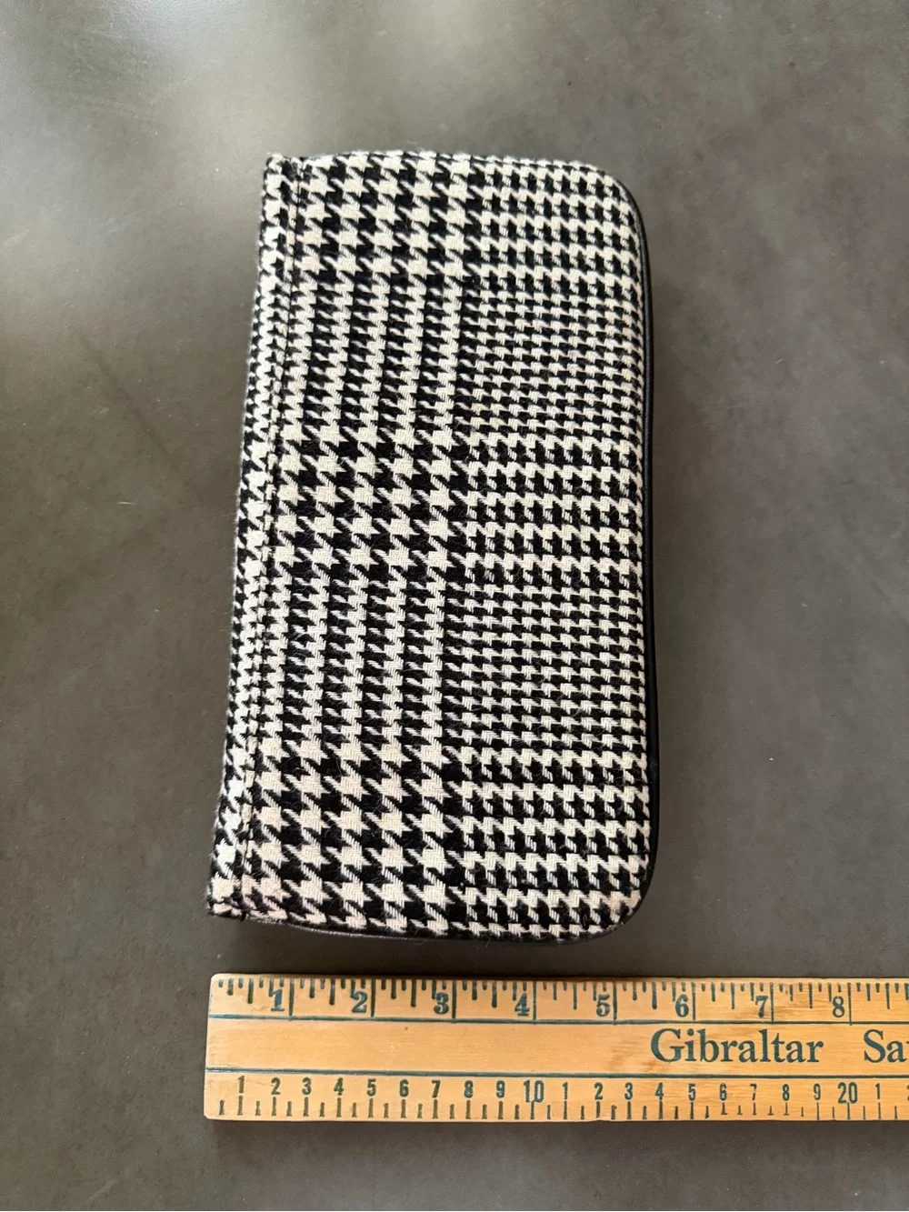 Talbots Black & White Houndstooth Continental Clutch Wool Blend